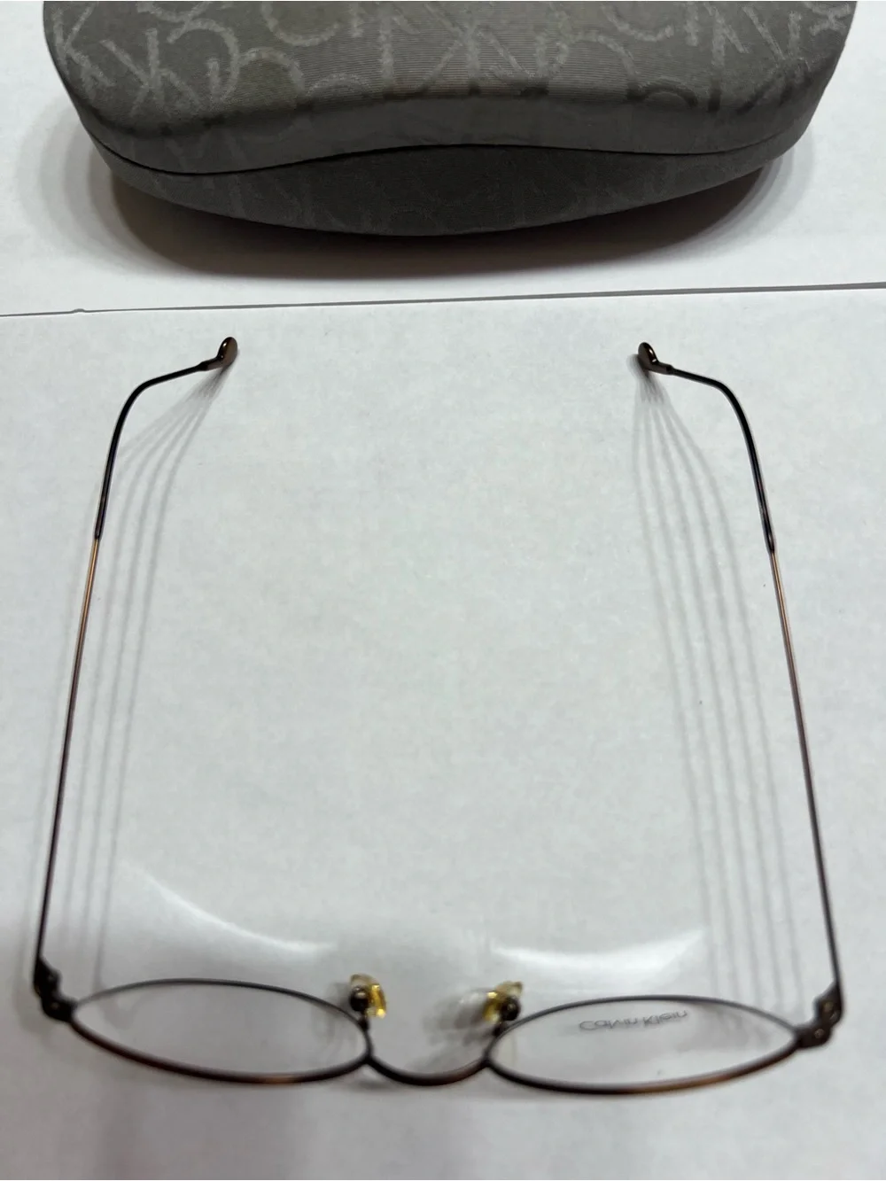 Calvin Klein 323 Vintage Antique Brown and Oval Metal Eyeglasses